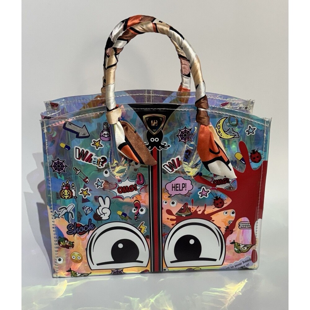 Eye Theme 1831 Stylish jelly holographic colorful concert  transparent handbag